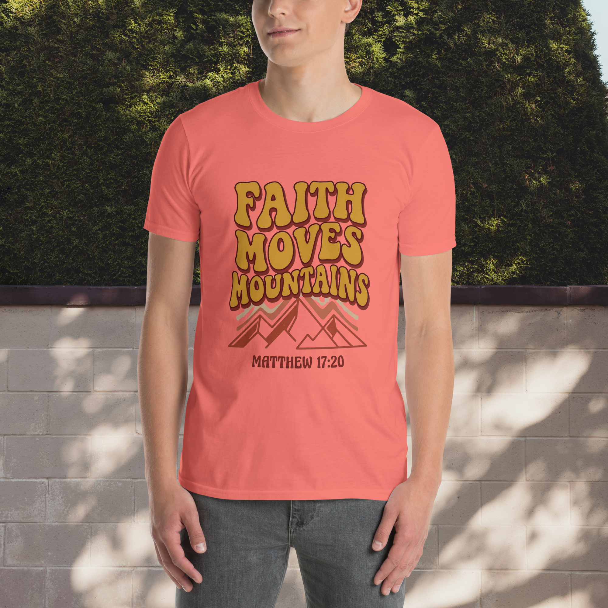 Faith Moves Mountains T-Shirt – Matthew 17:20 Christian Apparel