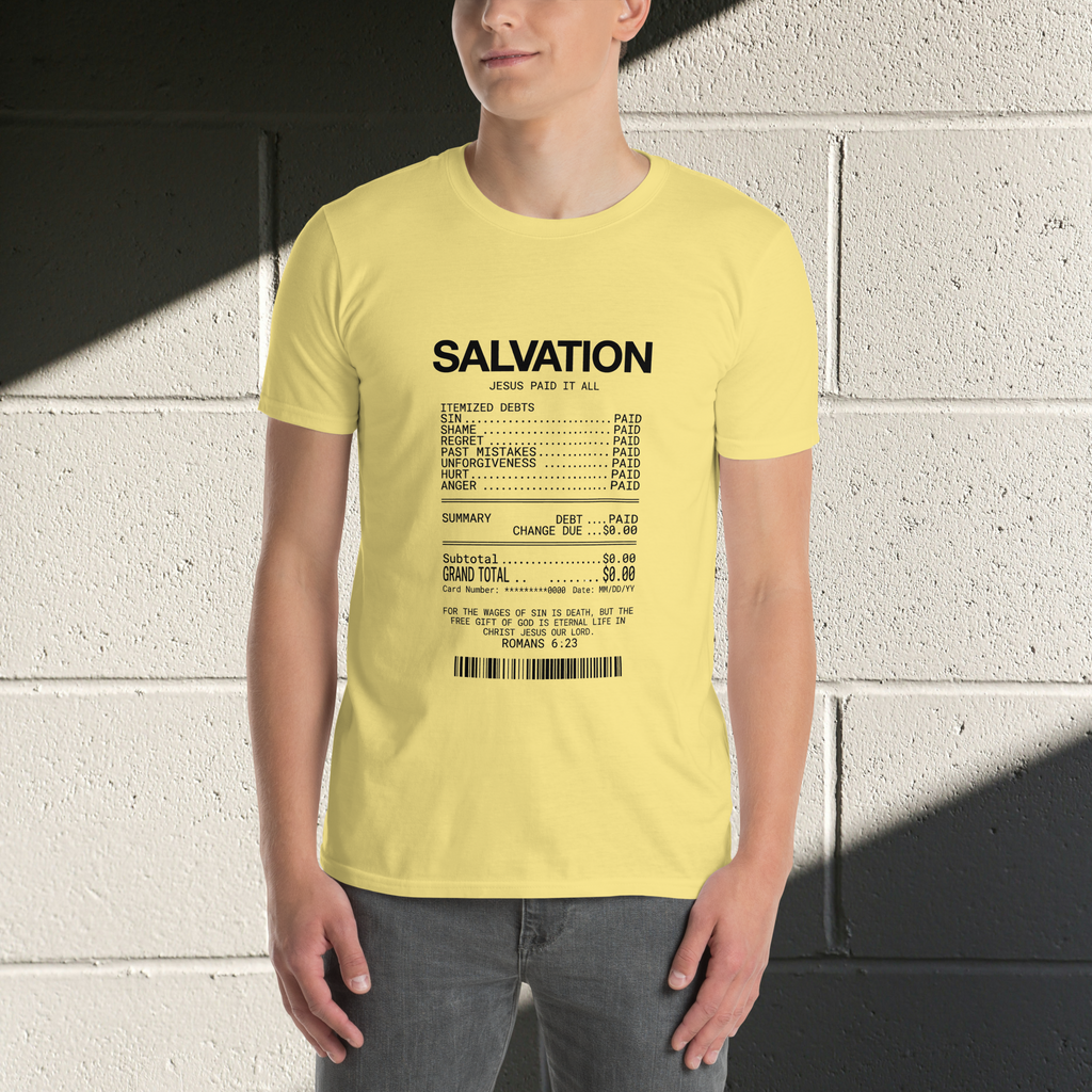 Salvation Jesus Paid It All T-Shirt – Christian Faith Apparel, Bible Verse Tee