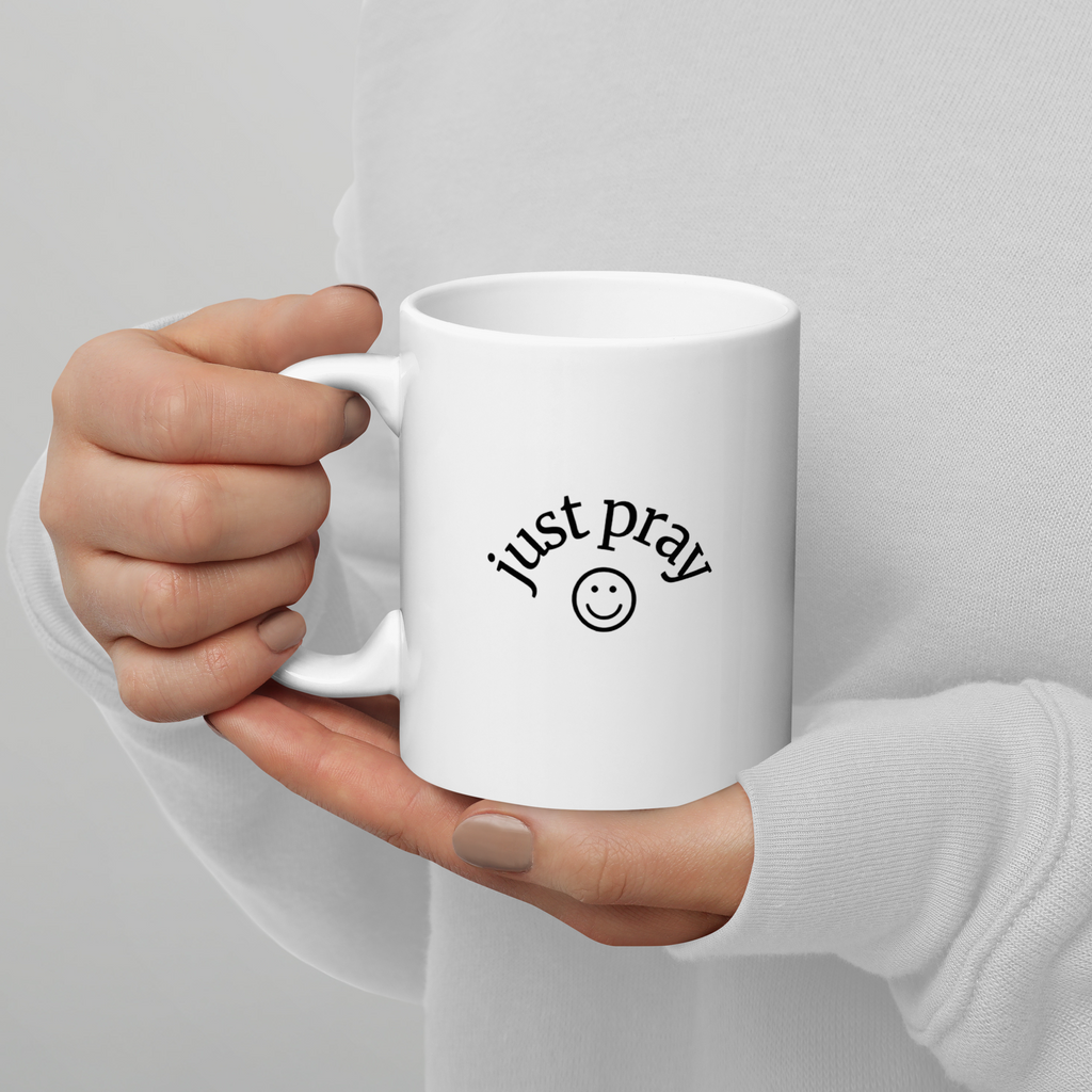 Just Pray Mug – Christian Ceramic Coffee Cup, Inspirational Faith Gift