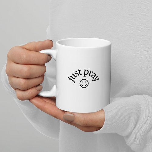 Just Pray Mug – Christian Ceramic Coffee Cup, Inspirational Faith Gift