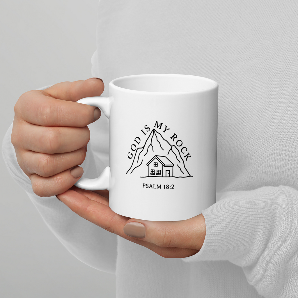 God Is My Rock Mug – Christian Ceramic Coffee Cup, Psalm 18:2 Faith Mug