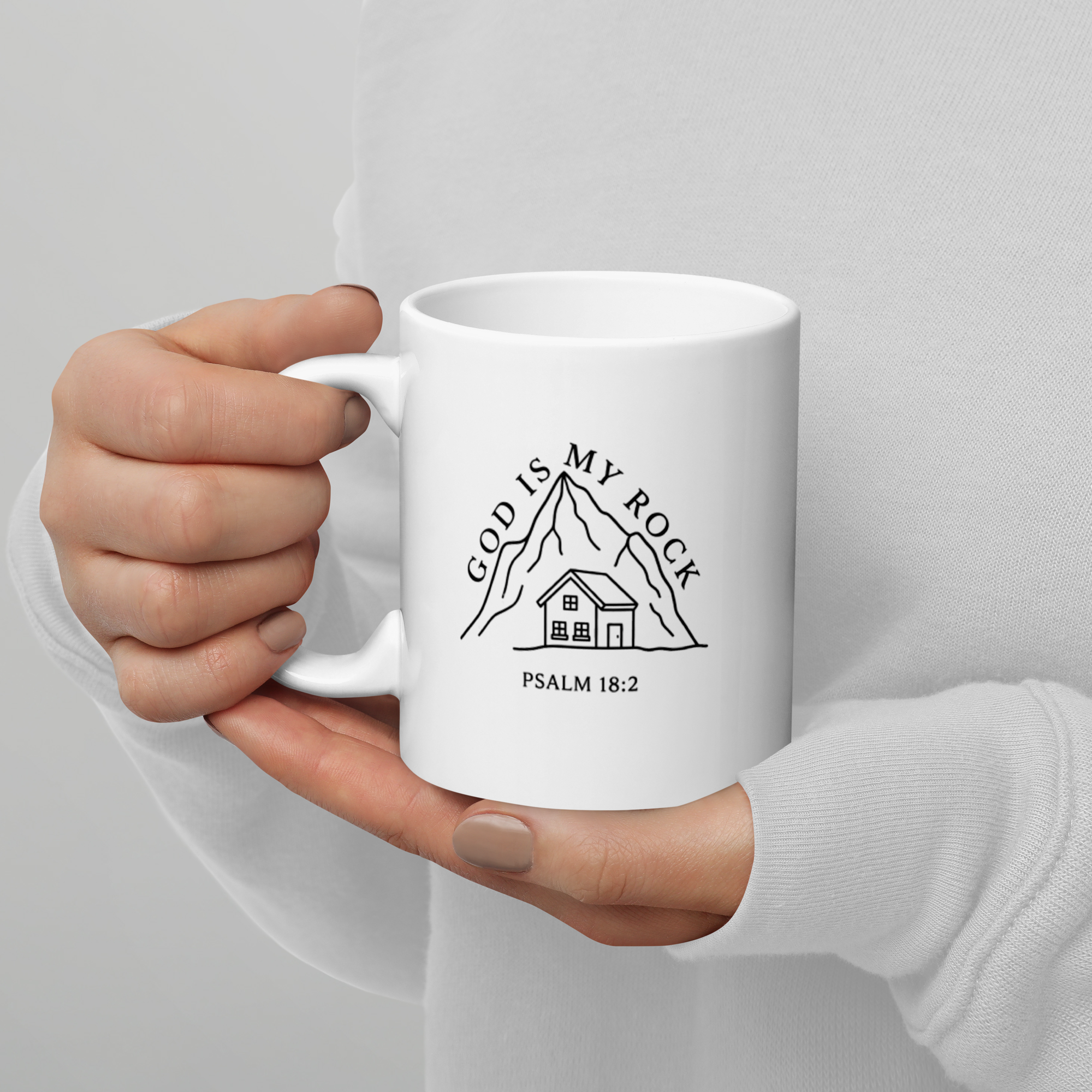 God Is My Rock Mug – Christian Ceramic Coffee Cup, Psalm 18:2 Faith Mug
